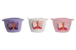 DKD Home Decor Cesta de Algodón Mariposa Surtido de 3 Colores