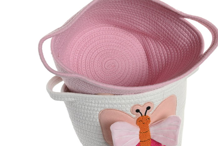 DKD Home Decor Cesta de Algodón Mariposa Surtido de 3 Colores