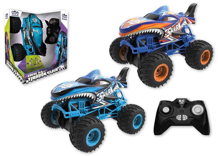 Coche radio control tiburón flash, escala 1:16, carcasa plástico, bateria litio y luces - modelos surtidos