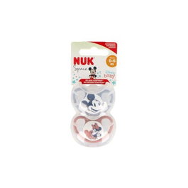 NUK Chupete Space Mickey Rojo 0-6 Meses Silicona 2 Unidades