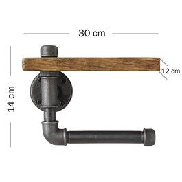 Hanah Home Boruraf021 Estantería de tubo de madera de abeto y metal, 30x14x12 cm, Negro y Nogal