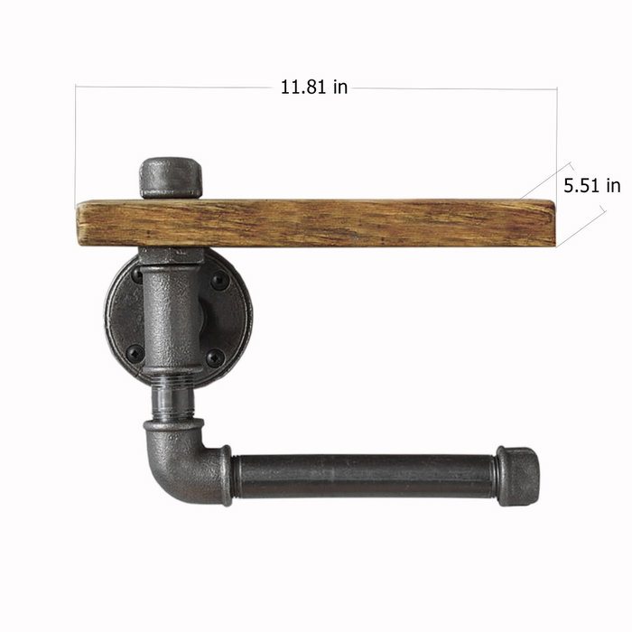 Hanah Home Boruraf021 Estantería de tubo de madera de abeto y metal, 30x14x12 cm, Negro y Nogal