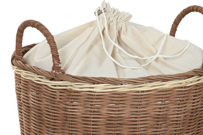DKD Home Decor Set de 2 Cestas para la Ropa Seagrass y Algodón Natural