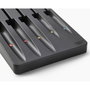 Joseph Joseph Elevate Store Set de 5 cuchillos con bandeja de almacenamiento para cajón, Plata / Negro de acero inoxidable japonés de alta calidad.
