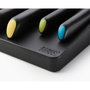 Joseph Joseph Elevate Store Set de 5 cuchillos con bandeja de almacenamiento para cajón, Plata / Negro de acero inoxidable japonés de alta calidad.