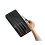 Joseph Joseph Elevate Store Set de 5 cuchillos con bandeja de almacenamiento para cajón, Plata / Negro de acero inoxidable japonés de alta calidad.