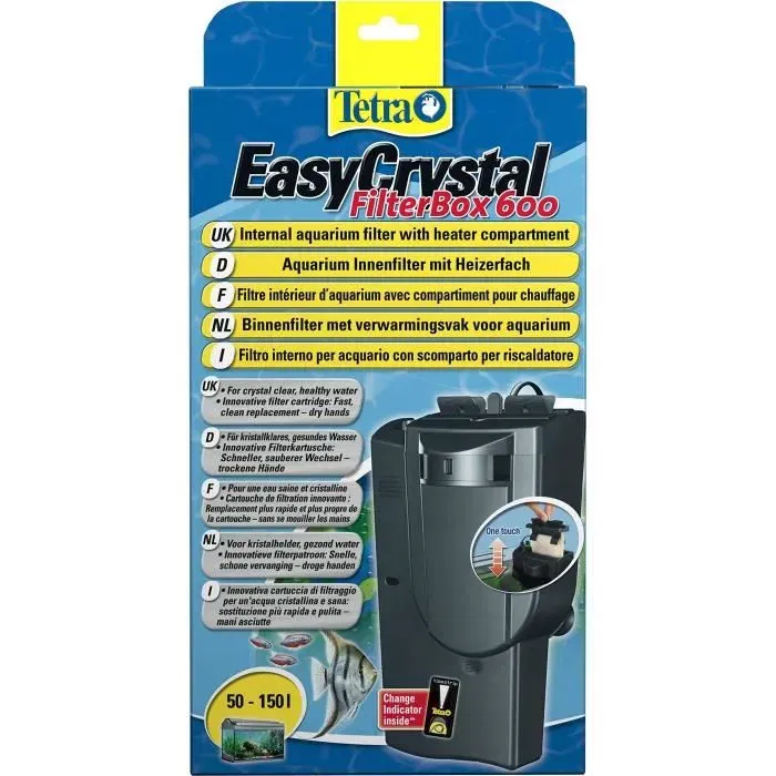 Tetra Easycrystal 600 Filtro Interno para Acuarios de 50 a 150 L, Caudal 600 L/h, Agua Limpia y Saludable