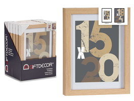 Giftdecor Portafoto Pared Madera Natural con Paspartu para Foto 15x20cm (Set de 12)