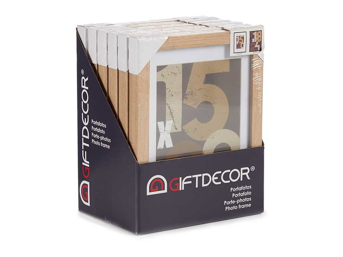 Giftdecor Portafoto Pared Madera Natural con Paspartu para Foto 15x20cm (Set de 12)