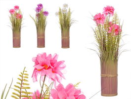 Ibergarden Ramillete Pétalos Largos 3 Colores Blanco Rosa Morado 20x48x20 cm (Set de 6)