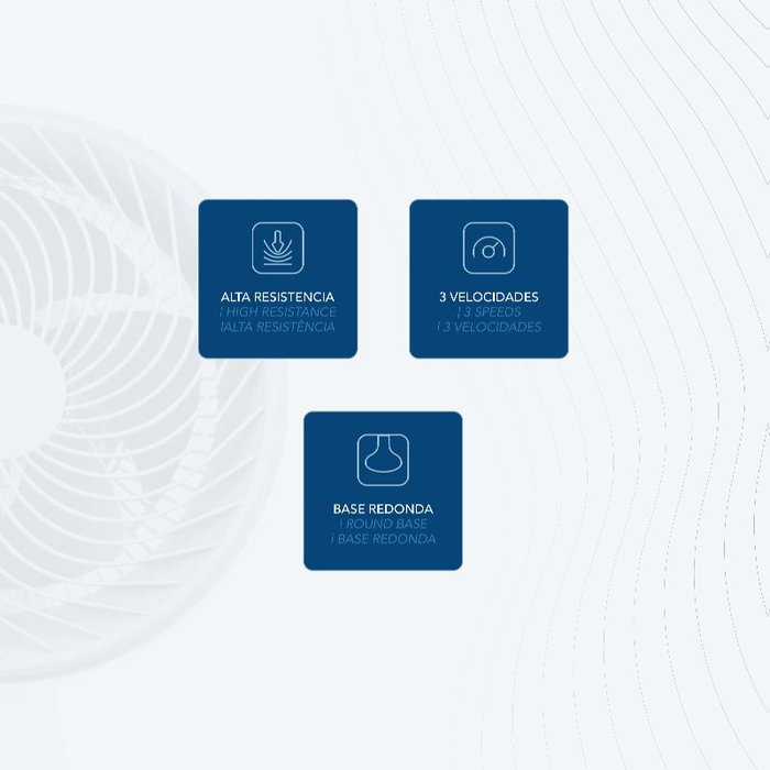 DAEWOO Ventilador de Sobremesa 25 cm (10"), Alta Velocidad, 80W