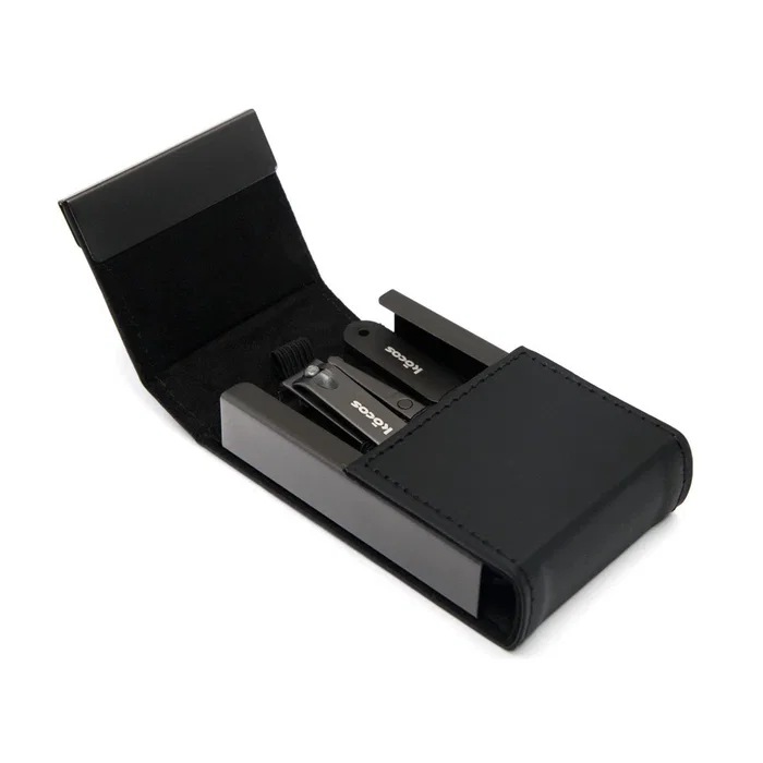 Kocos Kit de Manicura 4 en 1 para Uñas con Cortaúñas, Lima, Tijeras y Pinzas en Acero Inoxidable y Caja Magnética Compacta