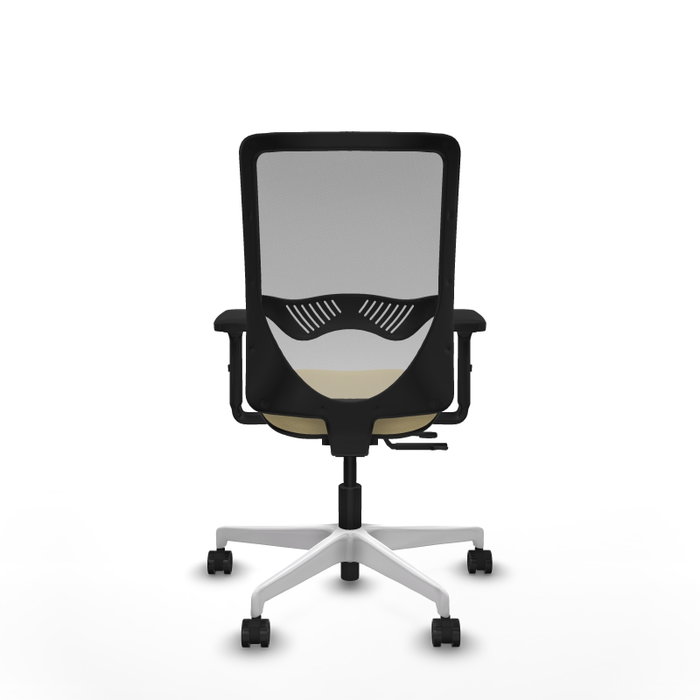 PIQUERAS Y CRESPO Silla de oficina Zulema con mecanismo Sincro/Traslack, Similpiel Crema y Malla Gris