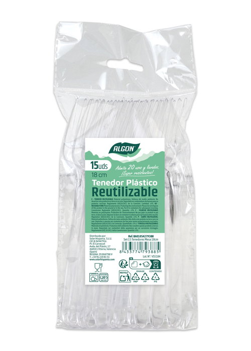 Inde Set 15 Tenedores de Mesa 18 cm Algon (24 Unidades)