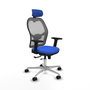 PIQUERAS Y CRESPO Silla de oficina Jorquera con mecanismo Sincro/Traslack, Tela Azul y Malla Gris