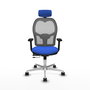 PIQUERAS Y CRESPO Silla de oficina Jorquera con mecanismo Sincro/Traslack, Tela Azul y Malla Gris