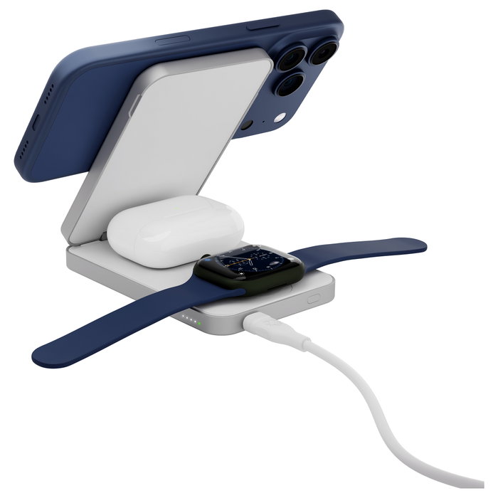 Dbramante1928 Cargador Inalámbrico 3-en-1 Qi3 8000 mAh 20W USB-C Blanco