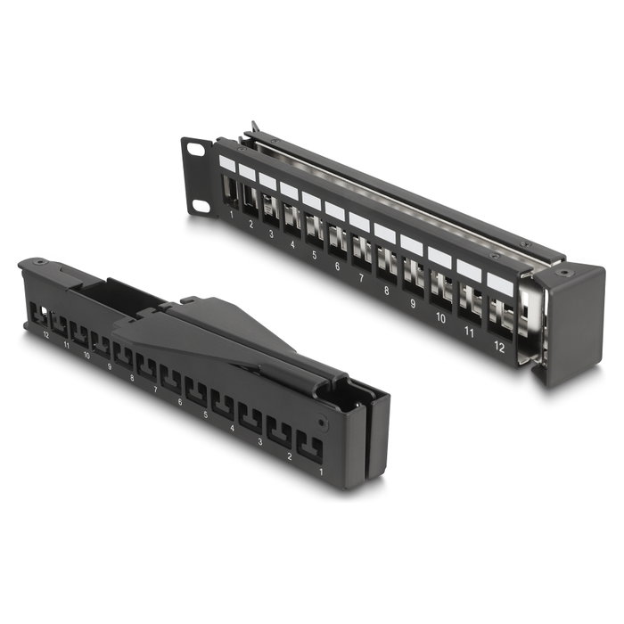 DeLOCK Panel de conexión Keystone 24 puertos 1U en ángulo negro