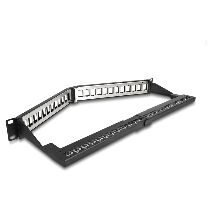 DeLOCK Panel de conexión Keystone 24 puertos 1U en ángulo negro