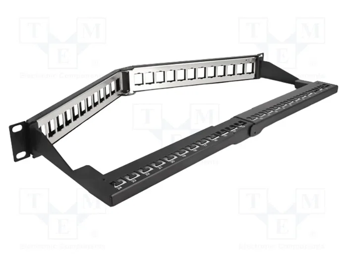 DeLOCK Patch Panel Keystone 24 Puertos 1U en Ángulo Negro