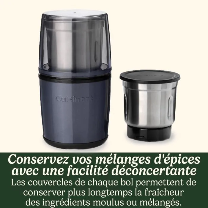 Cuisinart CUI3030050152517 Molinillo de Especias, Accionamiento por Pulsos, 2 Recipientes con Tapa, Azul Medianoche
