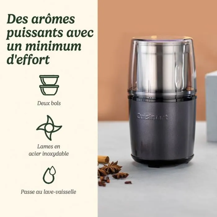 Cuisinart CUI3030050152517 Molinillo de Especias, Accionamiento por Pulsos, 2 Recipientes con Tapa, Azul Medianoche