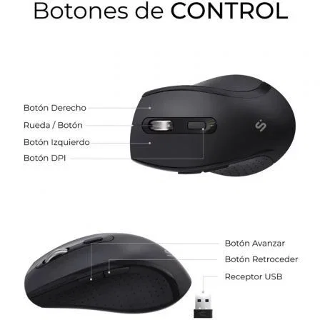 Subblim Combo Dual Office Prowave Teclado y Ratón Inalámbrico Ergonómico Recargable Bluetooth y USB Negro