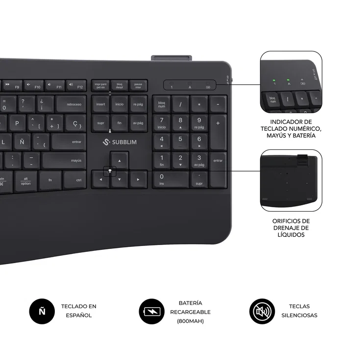 Subblim Combo Dual Office Prowave Black Negro Subblim Combo Dual Office Prowave Black Negro