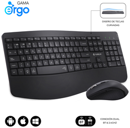 SUBBLIM SUBKBC-DCOPW2 Teclado y Ratón RF Wireless + Bluetooth QWERTY Español Negro
