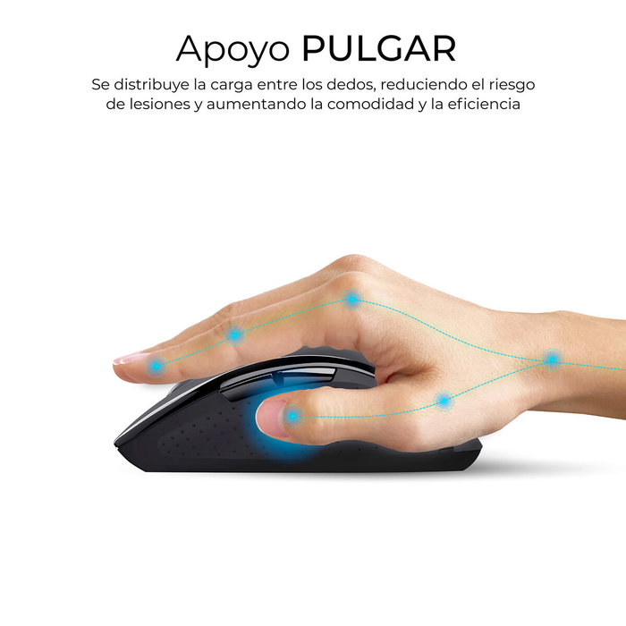 Subblim Combo Dual Prowave Negro, Teclado y Ratón Ergonómicos Recargables