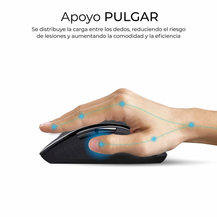 Subblim Combo Dual Prowave Negro, Teclado y Ratón Ergonómicos Recargables