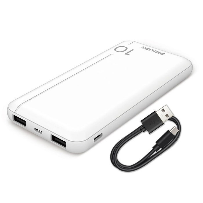 Philips Powerbank Slim 10000mAh Blanca con Doble USB Philips Powerbank Slim 10000mAh Blanca con Doble USB