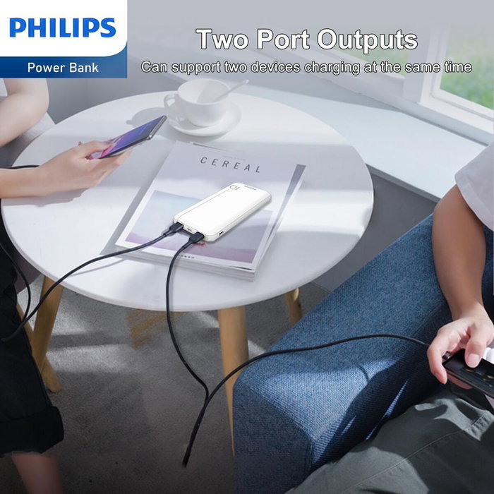 Philips Powerbank Slim 10000mAh Blanca con Doble USB Philips Powerbank Slim 10000mAh Blanca con Doble USB