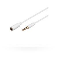 MicroConnect Cable de extensión Minijack blanco delgado, 2m para auriculares estéreo con micrófono