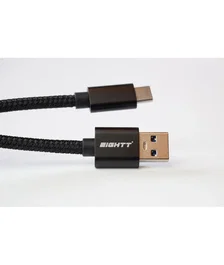 Eightt ECT-4B-2M Cable USB-C a USB-A 2 Metros, Negro, Trenzado en Nylon, USB 2.0 (480 Mbit/s)
