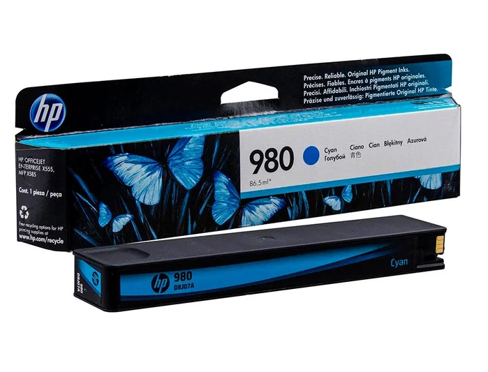 HP Cartucho de Tinta Original 980 Cian (D8J07A) para Officejet Enterprise