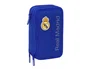 Safta Plumier Escolar Real Madrid 3 Equipación 25/26 - Plumier Triple Cremallera 37 Piezas, Dimensiones 195x125x55 mm