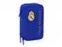Safta Plumier Escolar Real Madrid 3 Equipación 25/26 - Plumier Triple Cremallera 37 Piezas, Dimensiones 195x125x55 mm