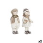 DKD Home Decor Set de 2 Figuras NIòOS en Resina, Marrón Claro