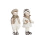 DKD Home Decor Set de 2 Figuras NIòOS en Resina, Marrón Claro