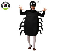 Atosa Disfraz de Araña Negra con Gorro y Mono con Patas para Adulto XS-S