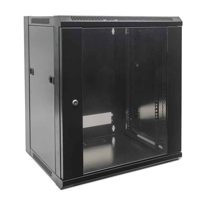 Intellinet Bastidor de Pared 6U 570x450mm Negro (19") con Puerta de Vidrio y Paneles Laterales Desmontables, Máx. 60 kg - Kit de Montaje