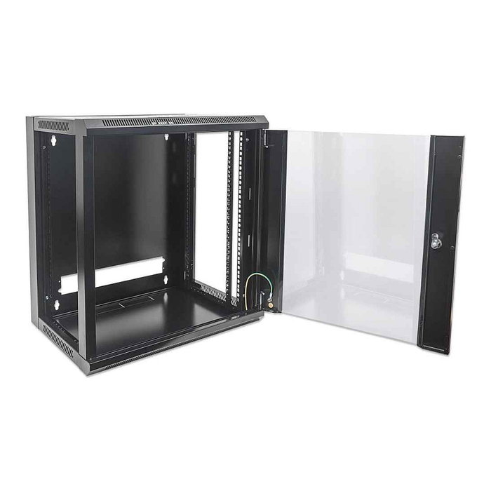 Intellinet Bastidor de Pared 6U 570x450mm Negro (19") con Puerta de Vidrio y Paneles Laterales Desmontables, Máx. 60 kg - Kit de Montaje