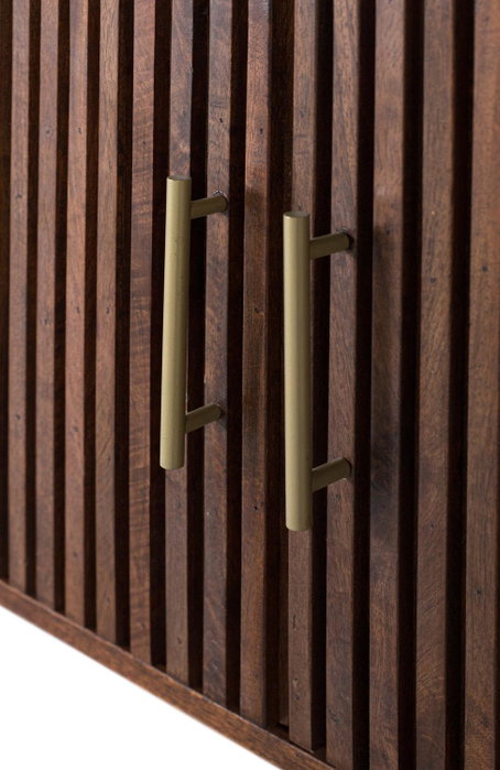 GINER Y COLOMER Mueble TV de madera de mango con laterales curvos y tapa de mármol