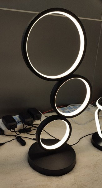 DKD Home Decor Lámpara de Sobremesa LED Aluminio Círculos Negro