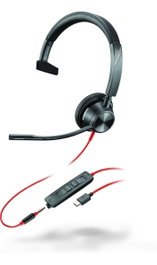 HP Blackwire 3315 Auricular USB-C Mono con Certificación Microsoft Teams, Adaptador USB-C/3.5mm incluido