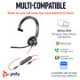 HP Poly Blackwire 3315 Monaural Microsoft Teams Certified USB-C/3,5 mm Negro