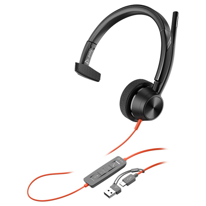 Poly Blackwire 3315 Monoaural con Certificación Microsoft Teams y Adaptador USB-C/A, Negro Poly Blackwire 3315 Monoaural con Certificación Microsoft Teams y Adaptador USB-C/A, Negro