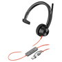 Poly Blackwire 3315 Monoaural con Certificación Microsoft Teams y Adaptador USB-C/A, Negro