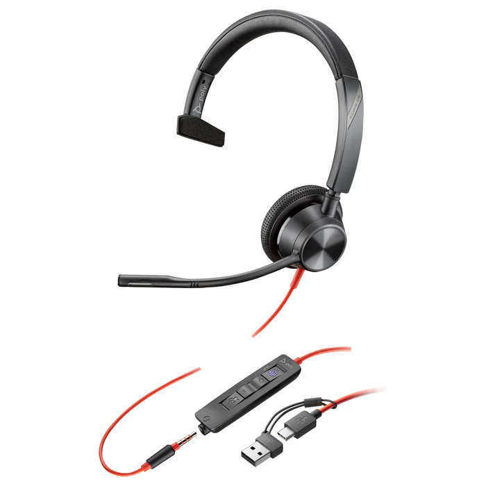 HP Poly Blackwire 3315 Monaural Microsoft Teams Certified USB-C/3,5 mm Negro HP Poly Blackwire 3315 Monaural Microsoft Teams Certified USB-C/3,5 mm Negro
